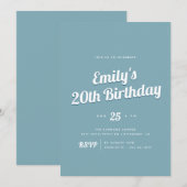 Invitation Script rétro | N'importe quel âge Bleu fête d'anni (Devant / Derrière)