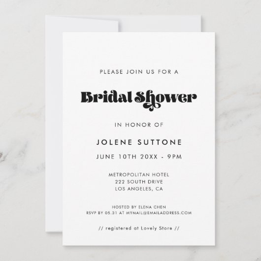 Invitation Script rétro vintage Douche nuptiale (Devant)