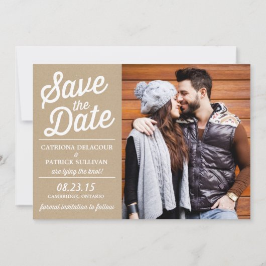 Invitation Script rétro vintage | Enregistrer l'annonce de da (Devant)