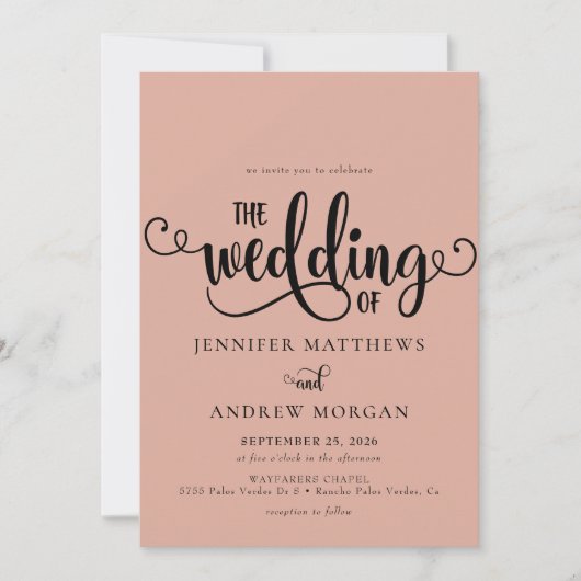 Invitation Script romantique | Calligraphie Mariage Invitatio (Devant)
