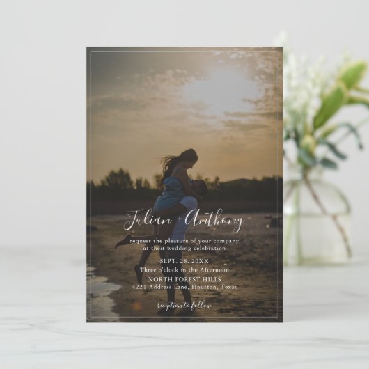 Invitation Script romantique Mariage photo Tout en un (Debout devant)