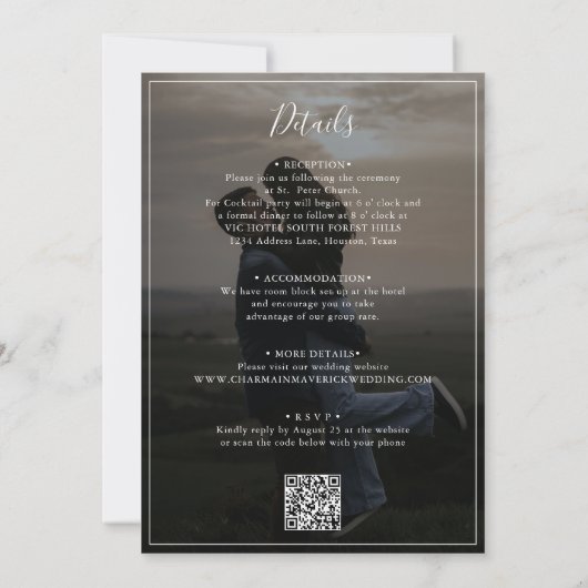 Invitation Script romantique Mariage photo Tout en un (Dos)