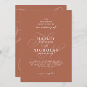 Invitation Script romantique Monogram Terracotta Mariage (Devant / Derrière)