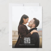 Invitation Script romantique noir blanc photo QR Code Mariage (Dos)