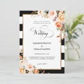Invitation Script romantique Terracotta Floral Photo Mariage (Debout devant)