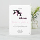 Invitation Script rose 50 ans et fabuleux Fête d'anniversaire (Debout devant)