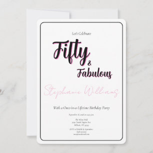 Invitation Script rose 50 ans et fabuleux Fête d'anniversaire