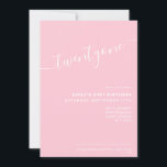 Invitation Script rose élégant moderne 21e anniversaire<br><div class="desc">Invitation moderne féminine rose féminin 21e anniversaire. Conception minimaliste de modèle d'invitation de 21e anniversaire avec élégante calligraphie écriture manuscrite.</div>
