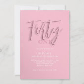 Invitation Script rose élégant Quarante 40e anniversaire adul (Devant)