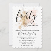 Invitation Script rose et or Feminine Feminine 40e anniversai (Devant)