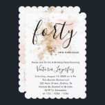 Invitation Script rose et or Feminine Feminine 40e anniversai<br><div class="desc">Script rose et or Feminine Feminine 40th Birthday Invitation</div>