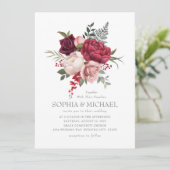 Invitation Script Rose floral peint à la main (Debout devant)