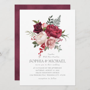 Invitation Script Rose floral peint à la main