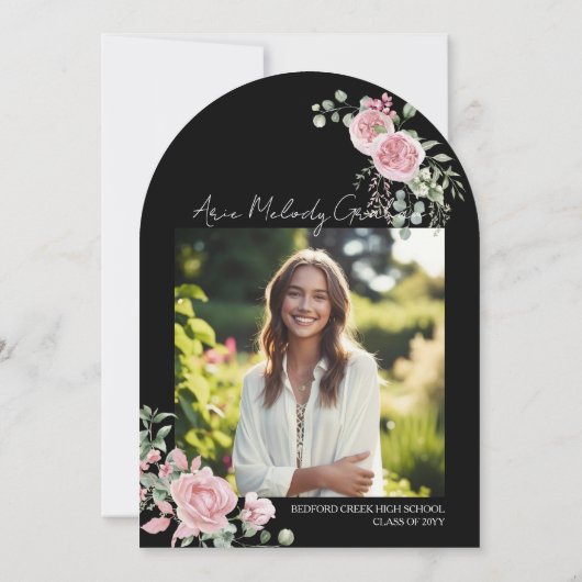 Invitation Script rose moderne roses de graduation photo (Dos)