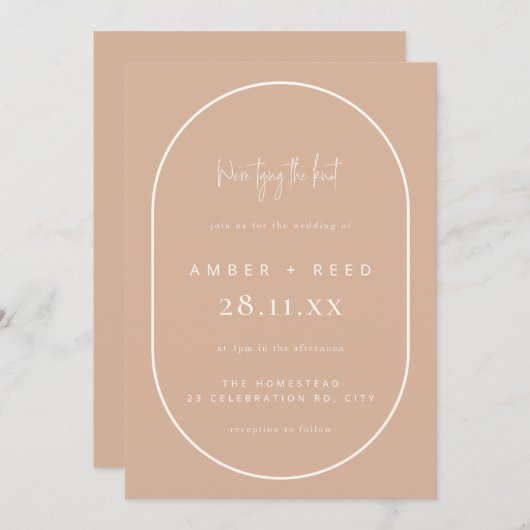 Invitation Script rose pâle Mariage de noeud à double arc (Devant / Derrière)