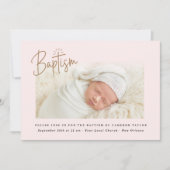 Invitation Script rose subtil croisé Baptême fille photo (Devant)