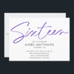 Invitation Script rose vif Moderne Doux 16 Anniversaire<br><div class="desc">Blush Pink Script Modern Sweet 16 Anniversaire Invitation de fête - Moderne,  tendance typographie de script rose vif avec tous les détails importants de la célébration. La photo de la fille d'anniversaire est au dos de l'invitation. Si chic.</div>