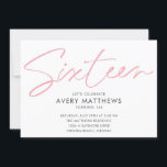 Invitation Script rose vif Moderne Doux 16 Anniversaire<br><div class="desc">Blush Pink Script Modern Sweet 16 Anniversaire Invitation de fête - Moderne,  tendance typographie de script rose vif avec tous les détails importants de la célébration. La photo de la fille d'anniversaire est au dos de l'invitation. Si chic.</div>