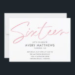 Invitation Script rose vif Moderne Doux 16 Anniversaire<br><div class="desc">Blush Pink Script Modern Sweet 16 Anniversaire Invitation de fête - Moderne,  tendance typographie de script rose vif avec tous les détails importants de la célébration. La photo de la fille d'anniversaire est au dos de l'invitation. Si chic.</div>