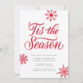 Invitation Script Rouge Moderne 'Tis Season Christmas Party (Devant)