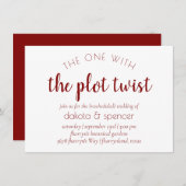 Invitation Script rouge simple | Un avec torsion Mariage (Devant / Derrière)
