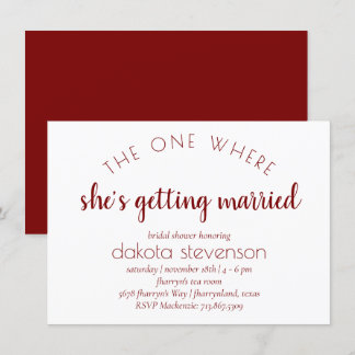 Invitation Script rouge simple | Une Où Elle Se Marie