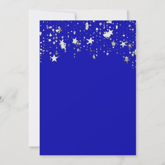 Invitation Script Royal blue silver stars mariage (Dos)