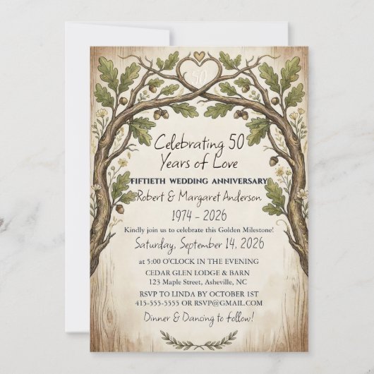 Invitation Script Ruby Rouillé Simple 50e Anniversaire de Mar (Devant)