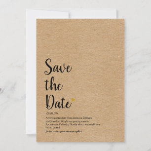 Invitation Script Rustic Gold Heart Enregistrer la définition