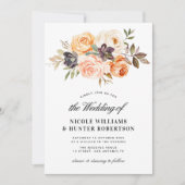 Invitation Script rustique automne mariage floral (Devant)