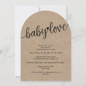 Invitation Script rustique bébé amour Baby shower Kraft Arché (Devant)