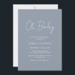 Invitation Script rustique Dusty Bleu Simple Baby shower garç<br><div class="desc">Baby shower bleu poussiéreux moderne invitation avec un design simple avec "Oh Baby" dans un style rustique typographie script. Cette invitation élégante à la disposition minimaliste est parfaite pour un baby shower garçon.</div>