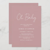 Invitation Script rustique Dusty Rose Simple Baby shower fill (Devant / Derrière)