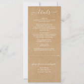 Invitation Script rustique Élégant Tout en un Mariage (Dos)