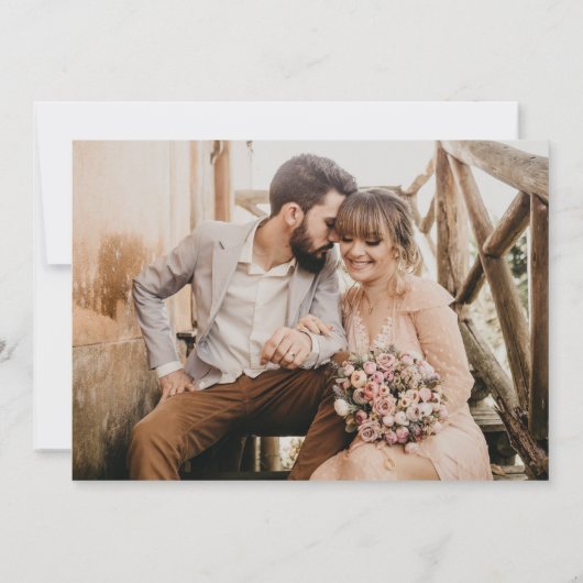 Invitation Script rustique en bois brun 6 photos mariage (Dos)