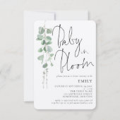 Invitation Script rustique Eucalyptus Baby dans douche en fle (Devant)