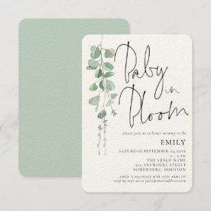 Invitation Script rustique Eucalyptus Baby dans douche en fle