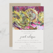 Invitation Script rustique Fête des mariées de tournesol jaun (Devant / Derrière)