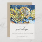 Invitation Script rustique Fête des mariées de tournesol jaun (Devant / Derrière)