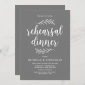 Invitation Script Rustique, Gris, Dîner de répétition Mariage (Devant / Derrière)