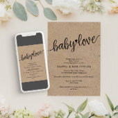 Invitation Script rustique Kraft Baby Love Douche