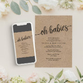 Invitation Script rustique Kraft Oh Babies Baby shower jumeau