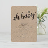 Invitation Script rustique Kraft Oh Baby shower (Debout devant)