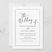 Invitation Script rustique Mariage noir blanc (Devant)