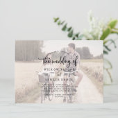 Invitation Script rustique | Mariage photo horizontal dégradé (Debout devant)