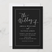 Invitation Script rustique Photo Mariage noir blanc (Devant)