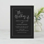 Invitation Script rustique Photo Mariage noir blanc (Debout devant)