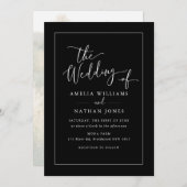 Invitation Script rustique Photo Mariage noir blanc (Devant / Derrière)