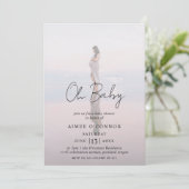 Invitation Script rustique Photo moderne Oh Baby shower (Debout devant)
