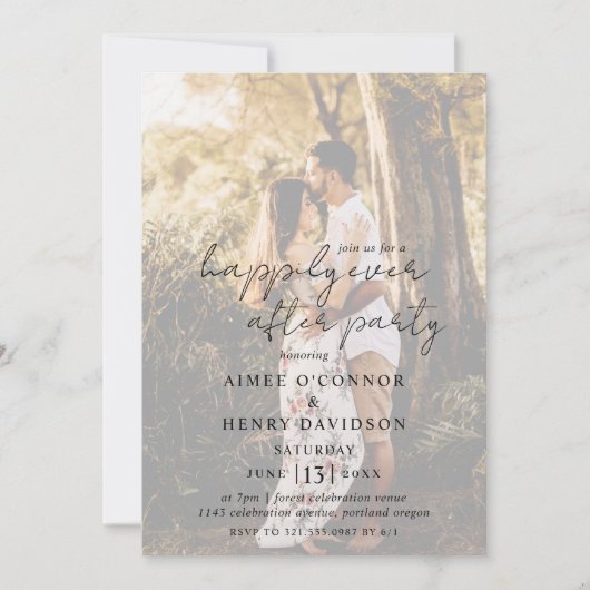 Invitation Script Rustique Photo Réception de mariage moderne (Devant)